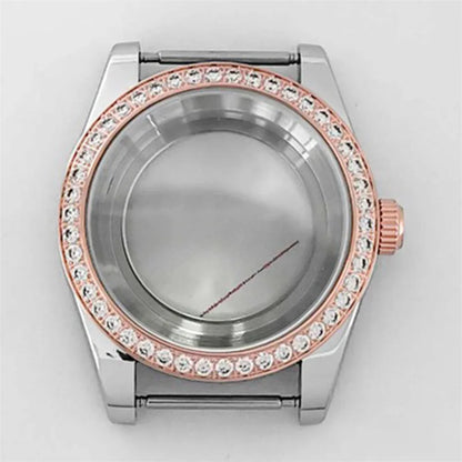 39mm Stainless Steel Diamond Sapphire Glass Watch Case for NH35 NH36 Movement