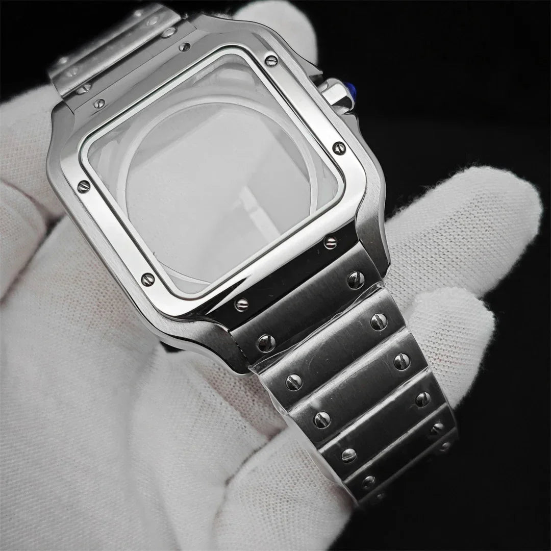 38mm 316L Stainless Steel Square Watch  Case Set for NH36 4R36 Movement