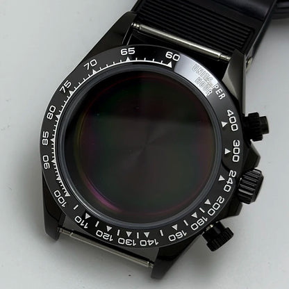 316L Steel 39mm Black Watch Case Sapphire Glass Ceramic/Steel Bezel Fit VK63