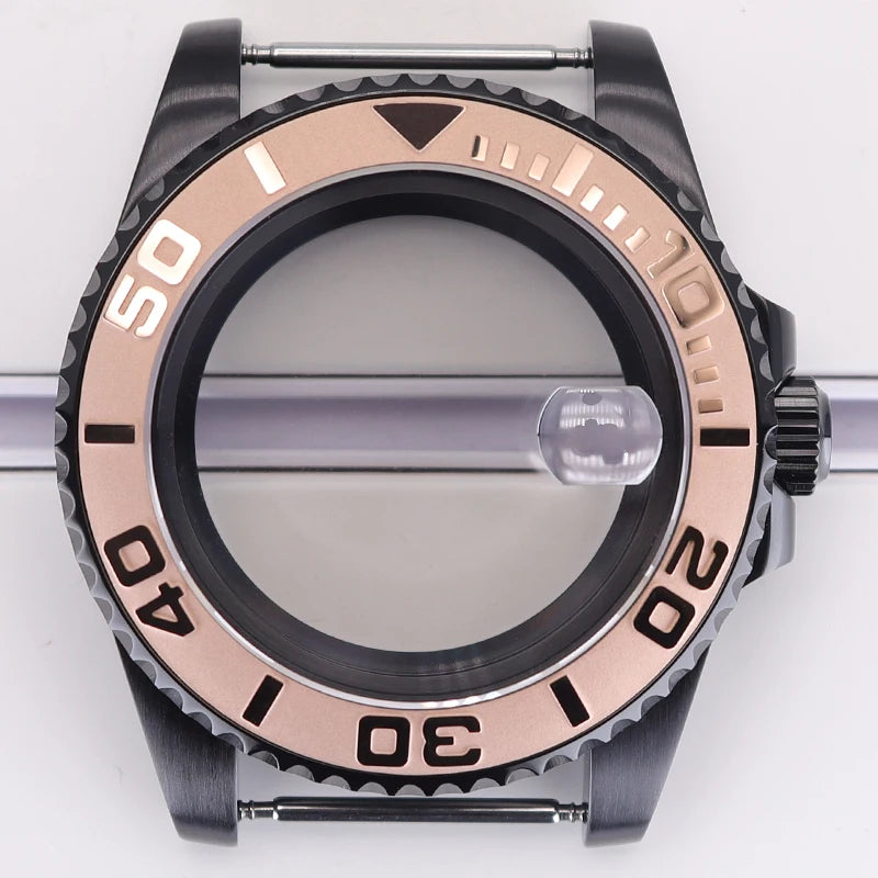 40mm Watch Case Sapphire Yacht Bezel For nh35 nh34 NH36 NH38 Eta2824 Miyota 8215