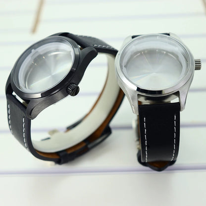40mm Watch Cases /Leather Strap For NH35 NH36 NH34 NH38 Eta 2824 Mod pilot