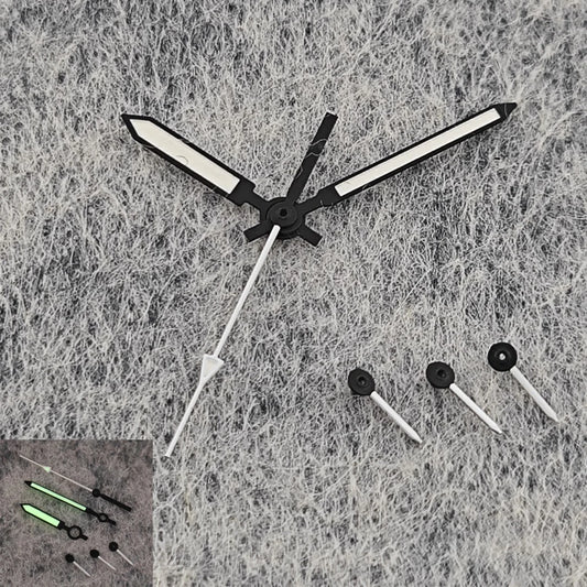 Modified 6 Hands Black White with Green Luminous Watch Hands for VK63 Movement