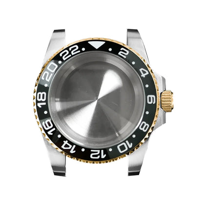 316L Watch Case 40mm Gold Edge Sapphire Flat Glass for NH35/ NH36 Modification