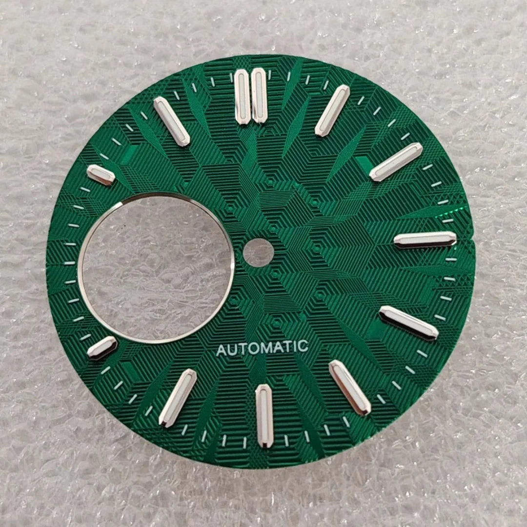 28.5mm Watch Dial Geometric Shapes Texture with Green Luminous for NH38 Movement