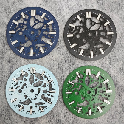 29.8mm Hollowed Out Luminous Watch Dial with Hands Log Scale Dial for NH38 NH70