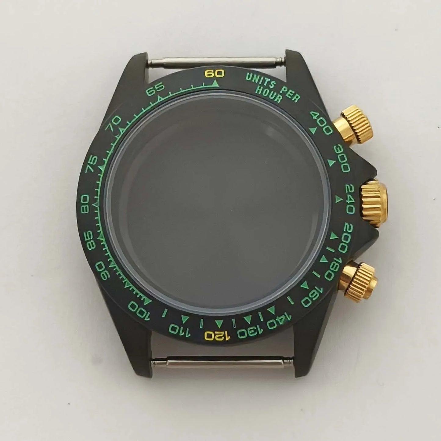 39mm Watch Case Black Green Gold Case with Sapphire Glass for VK63 Movement