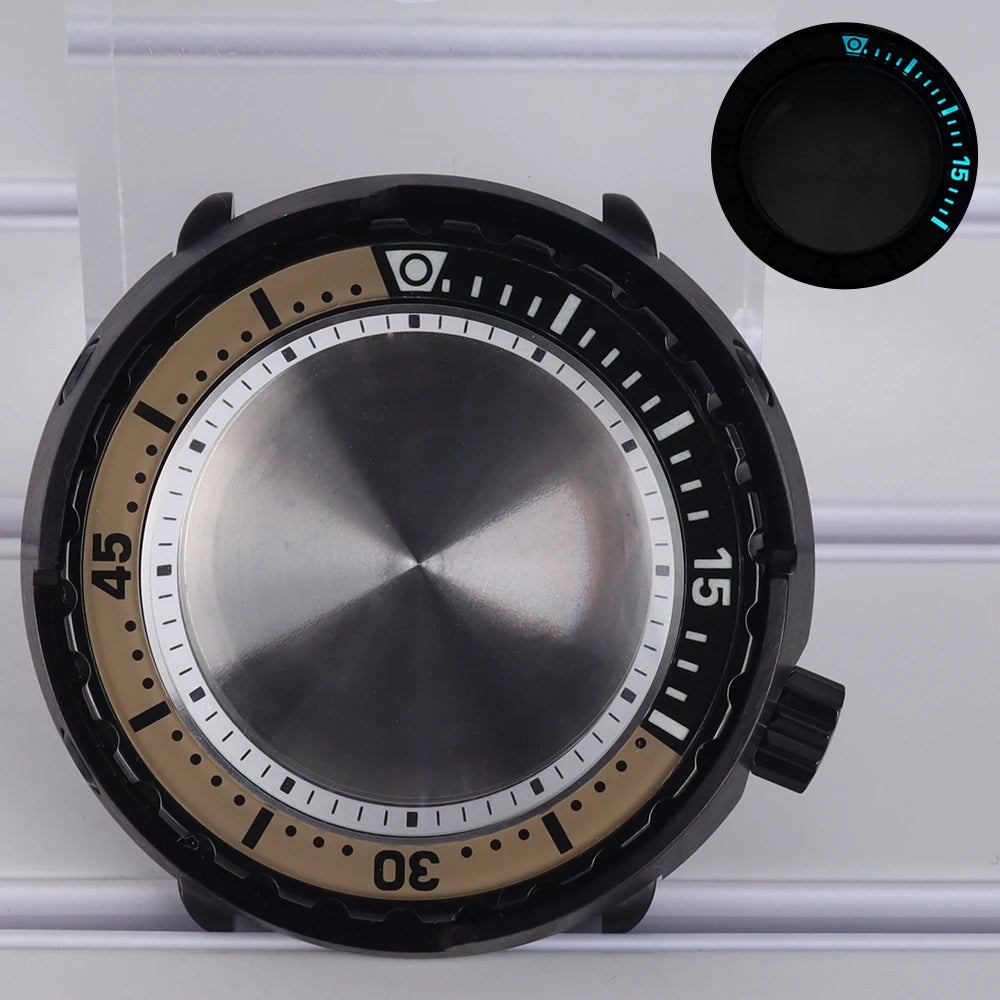 47mm Diver Watch Case Luminous Bezel For NH35 NH36 NH34 NH38 4R36 Tuna Can Mod