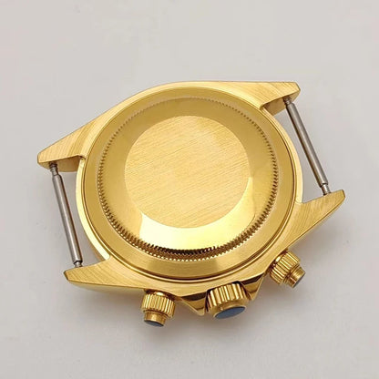 39mm Watch Case with Earth Gold Ceramic Bezel Compatible with VK63 Three-Eye