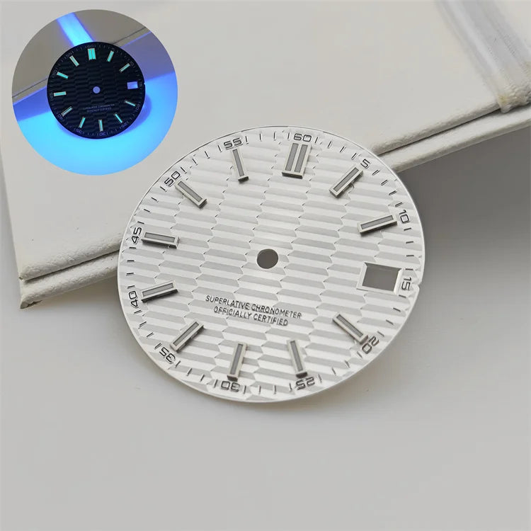 28.5mm Watch Dial Metallic Texture Surface Log BGW9 Luminous for NH35 Movement