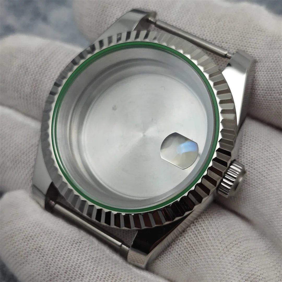 39mm Steel Watch Case Gear Ring Case with Sapphire Glass for NH35/ NH36/ 4R