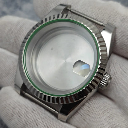 39mm Steel Watch Case Gear Ring Case with Sapphire Glass for NH35/ NH36/ 4R