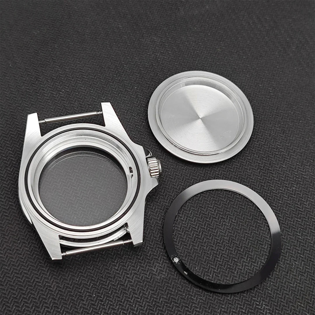 39.5mm Steel Watch Case Retro Flat Mirror Case Sapphire Crystal Fit NH35 NH36