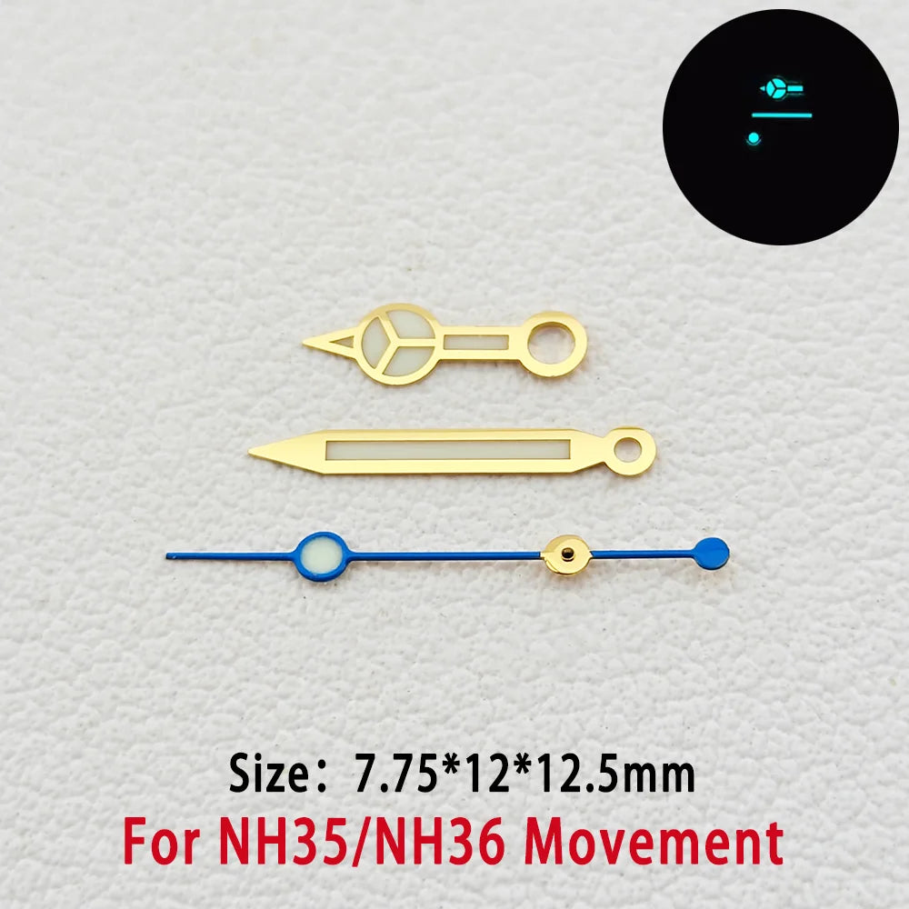 Modified BGW9 Blue Luminous GMT Watch Hands For NH34 NH35 NH36  Movement
