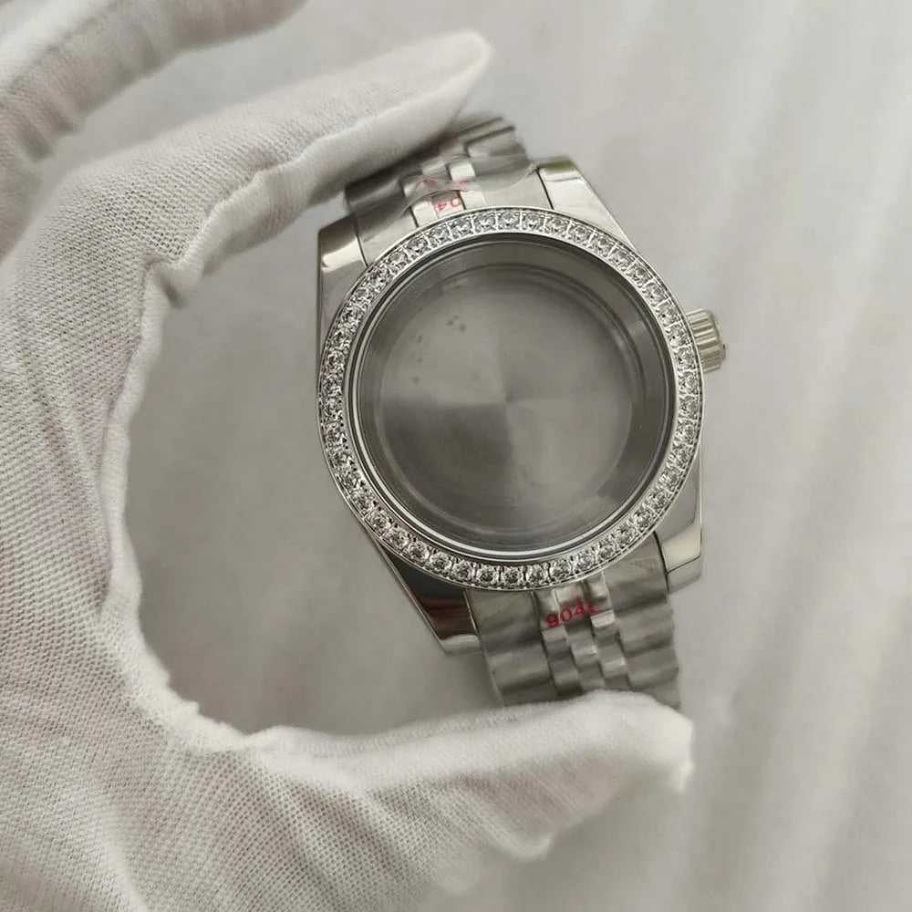 36mm/39mm Watch Case + Strap Sapphire Glass Case for NH35 NH36 4R 7S