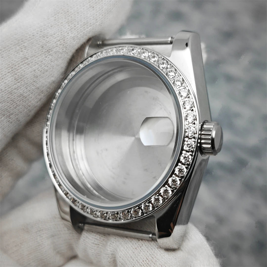 Oyster Diamond tainless Steel Watch Case with Sapphire Crystal Sfor NH35/NH36/4R