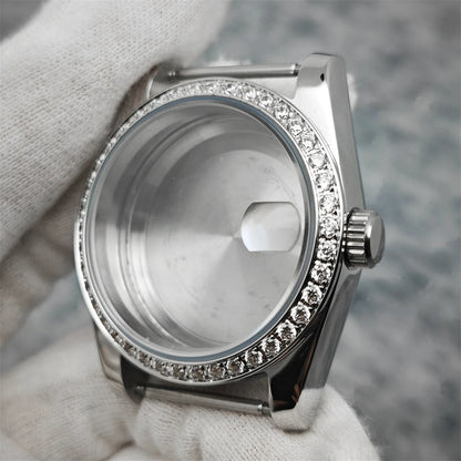 Oyster Diamond tainless Steel Watch Case with Sapphire Crystal Sfor NH35/NH36/4R