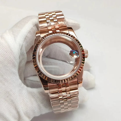 36/39mm Watch Case Transparent Back Cover with Date Window for NH35 NH36