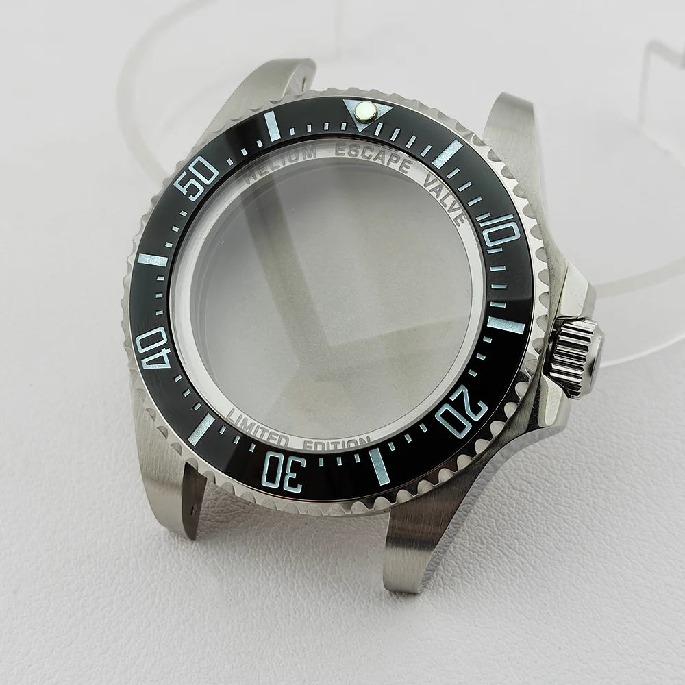 42.8mm Watch Cases Sapphire Both Side Curved Glass Ceramic Bezel For NH34/36/38