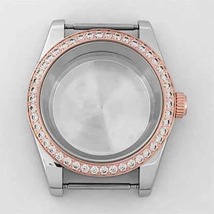 39mm Stainless Steel Diamond Sapphire Glass Watch Case for NH35 NH36 Movement