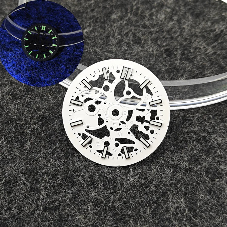 29.8mm Hollowed Out Luminous Watch Dial with Hands Log Scale Dial for NH38 NH70