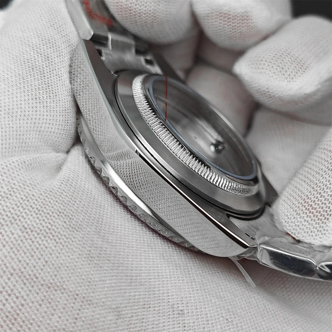 40mm Watch Case Set Sapphire Glass Steel Strap+Ceramics Bezel for NH35/ NH36