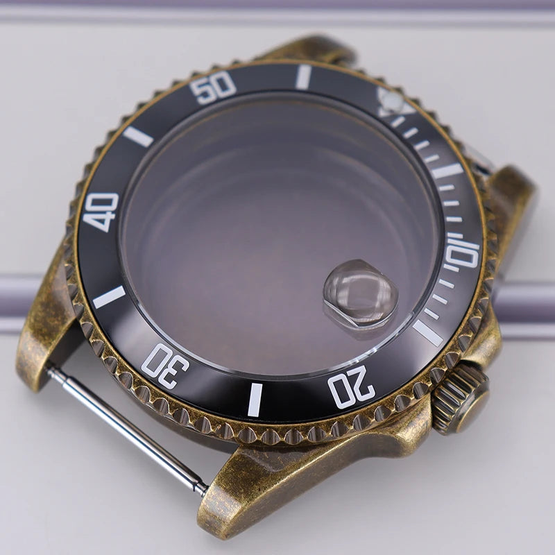 40mm Bronze SUB Watch Case Bezel For NH35/36 GMT NH34/38 4R36 Sapphire Crystal