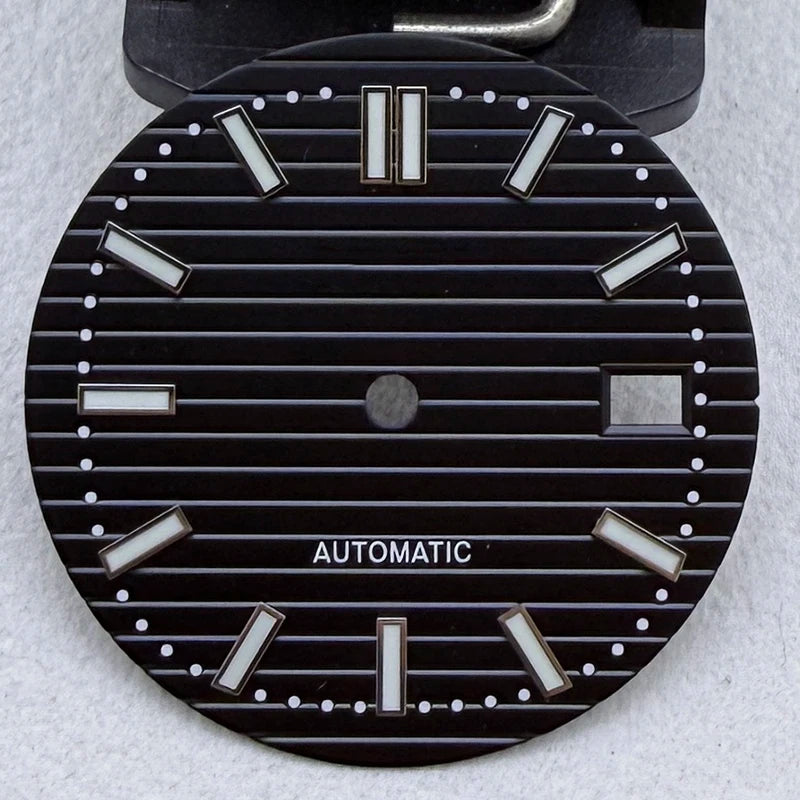 30.5mm S Logo Silver Nail Nautilus Watch Dial Fit NH35/NH36/7S/4R Movement