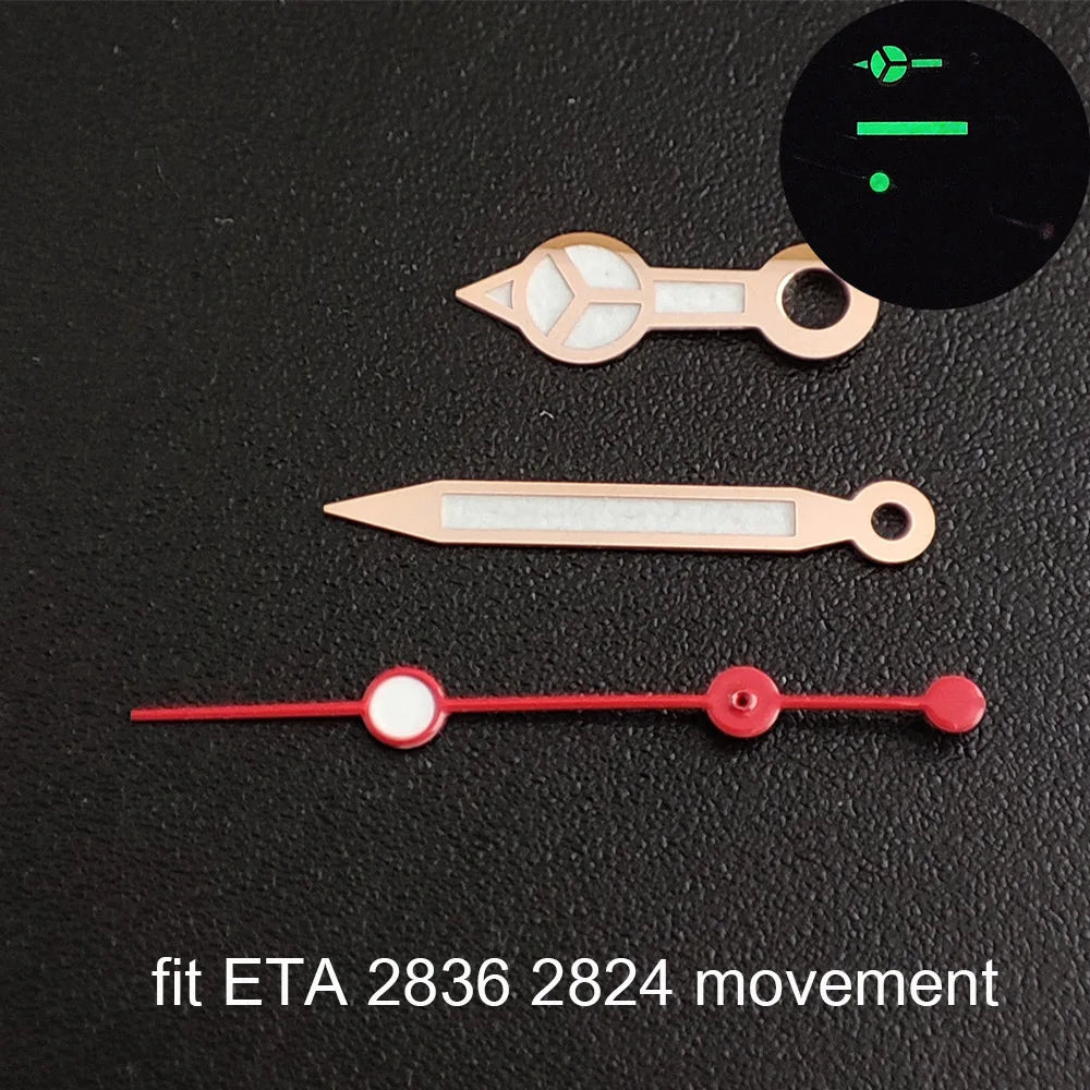 Watch hands green luminous hands fit NH 35 NH36 ETA 2836 2824 Miyota 8205 8215 movement