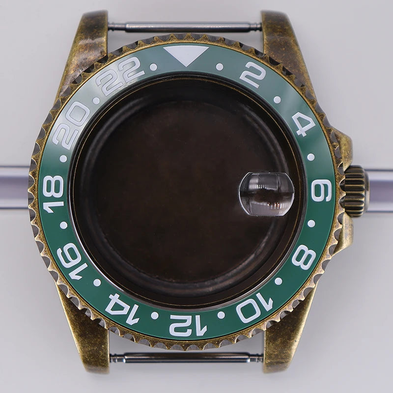 40mm Bronze SUB Watch Case Bezel For NH35/36 GMT NH34/38 4R36 Sapphire Crystal