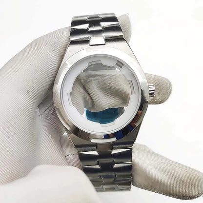 41mm Watch Case Strap Set for NH35 NH36 Sapphire Glass Transparent Back Cover