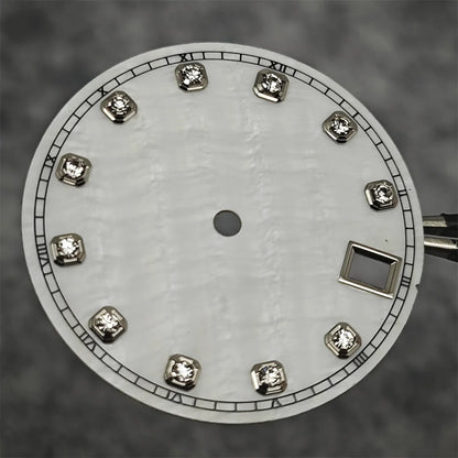 28.5mm Watch Dial / Hands Diamond Inlaid Shell of Pearl Surface for NH35 NH36