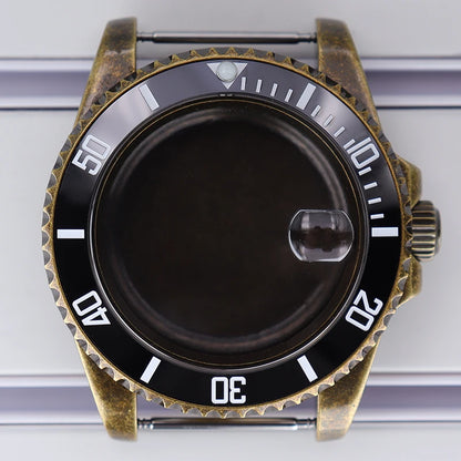40mm Bronze SUB Watch Case Bezel For NH35/36 GMT NH34/38 4R36 Sapphire Crystal