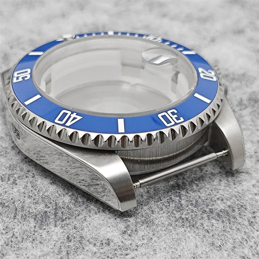 40MM Steel Watch Case Set SUB Case Sapphire Crystal for MingZhu 2813 8215