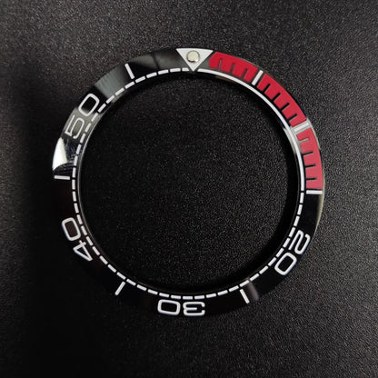 Sloping 41.5x32.8mm ceramic bezel GMT diving watch insert, durable replacement for men's watches.