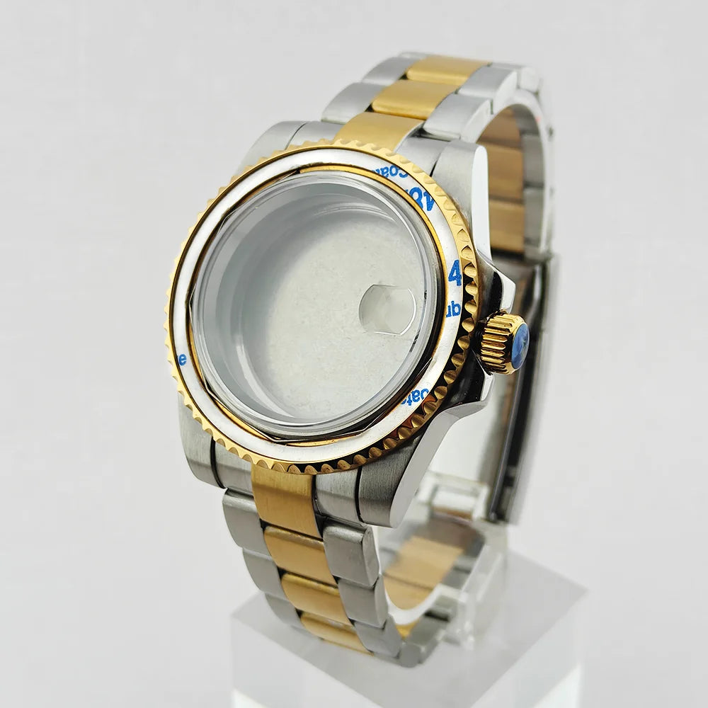 40.5mm SUB Sapphire Crystal Steel Watch Case One-Way Selection Bezel For NH35/36