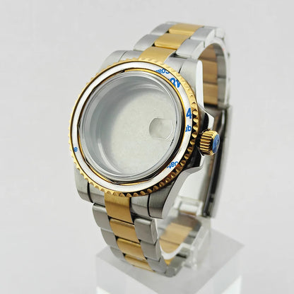 40.5mm SUB Sapphire Crystal Steel Watch Case One-Way Selection Bezel For NH35/36