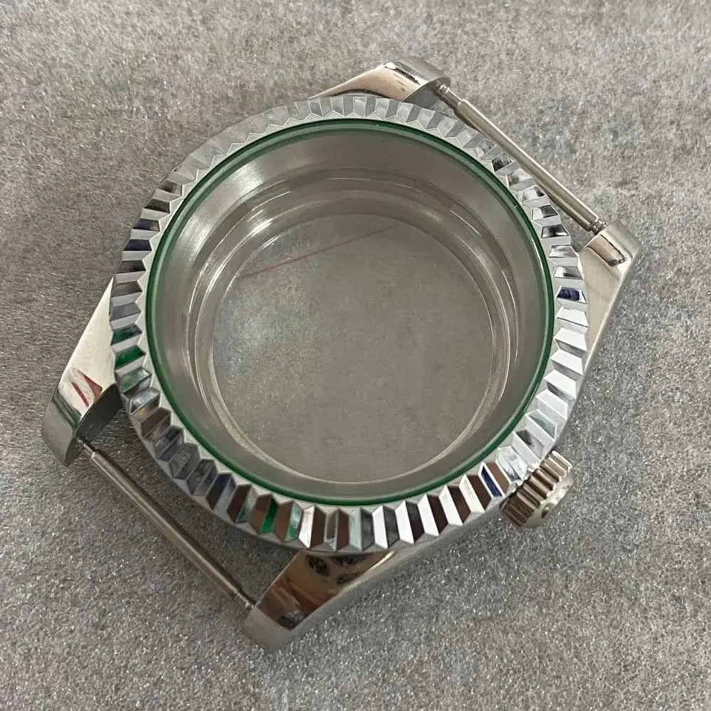 39mm Steel Watch Case Gear Ring Case with Sapphire Glass for NH35/ NH36/ 4R