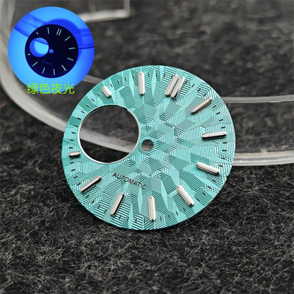 28.5mm Watch Dial Geometric Shapes Texture with Green Luminous for NH38 Movement