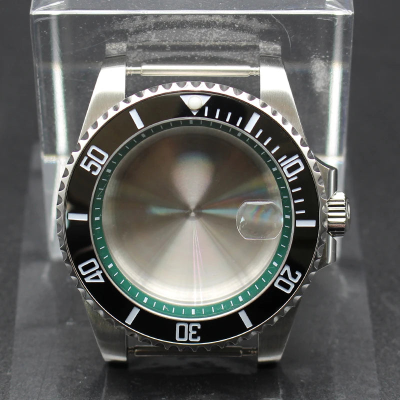 40mm Diver Watch Cases Ceramic Bezel Sapphire Glass For Sub NH35 NH36 NH34 NH38