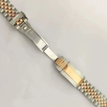 Steel 41mm Silver-RoseGold Classic Style Watch Case+Strap 28.5mm Dial Fit 8285