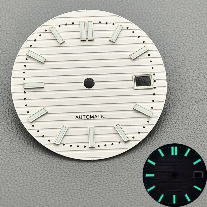 30.5mm Nautilus Green Luminous Watch Dial Fits NH35 NH36 NH38 4R35 4R36 6R 7S26