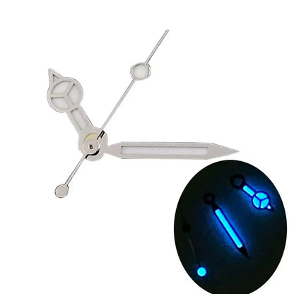 MOD Red Second Silver Watch Hands For NH35 NH36 7S35 4R35 with Blue Green Lume