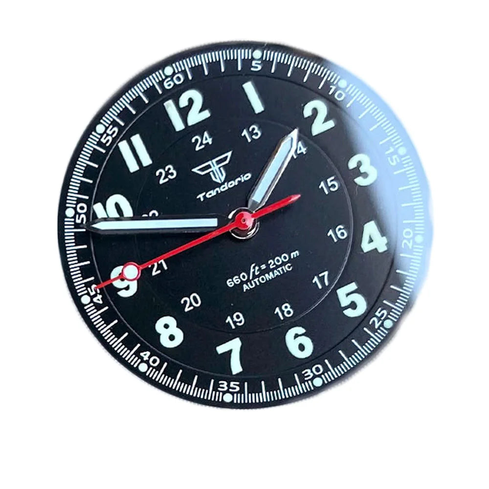 Pilot 29mm Nologo black and silver dial face for NH35 NH36 vintage diver watch mod parts