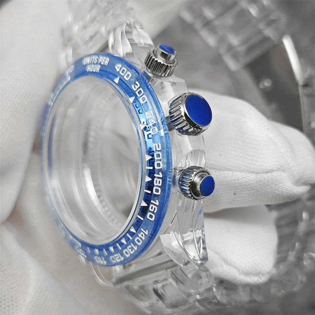 39mm Transparent Acrylic Watch Case 20mm Watch Bands Set 29.5mm Dial  for VK63
