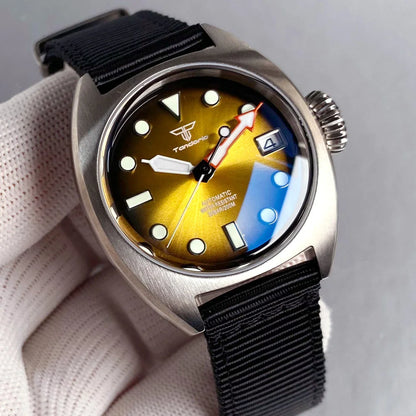 36mm No Logo Sunburst Luminous Nylon Band Watch Steel Case Sapphire Glass NH35