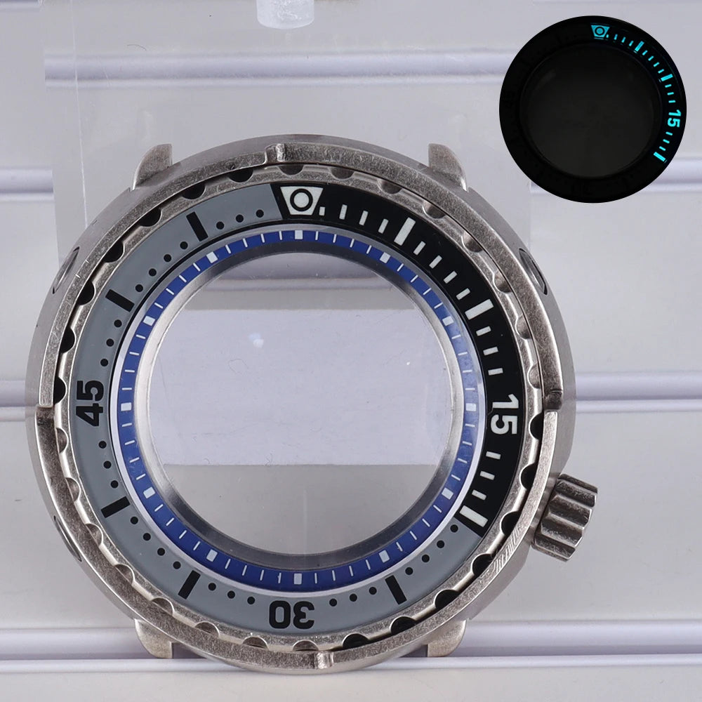 47mm Watch Case Sapphire Crystal For NH35/36 NH38 Modified Tuna Canned C3 Bezel