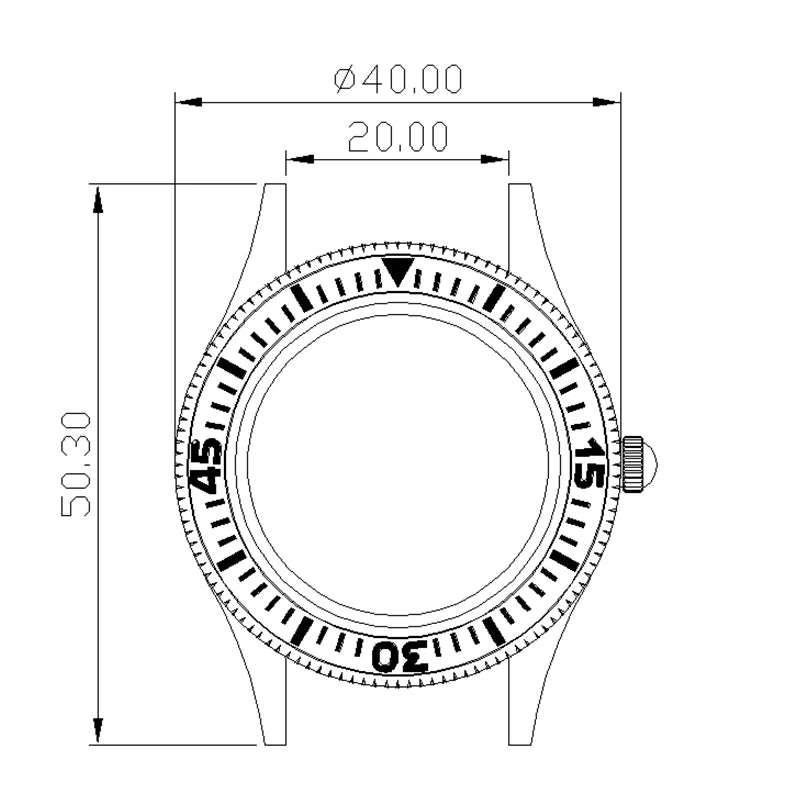 40MM Watch Case Sapphire Glass C3 Luminous Bezel For NH35 NH36 NH38 Modified