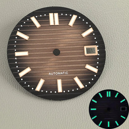30.5mm Nautilus Green Luminous Watch Dial Fits NH35 NH36 NH38 4R35 4R36 6R 7S26