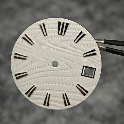 28.5mm Green Luminous Watch Dial Wood Texture for SKX007 NH35/NH36/4R/7S