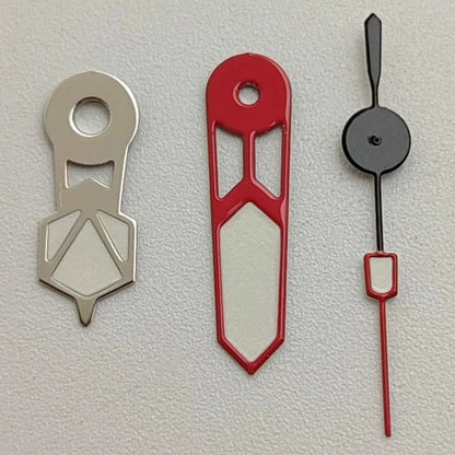 Modified Green Luminous Silver-Red-Black Watch Hands for NH35/NH36/4R/7S
